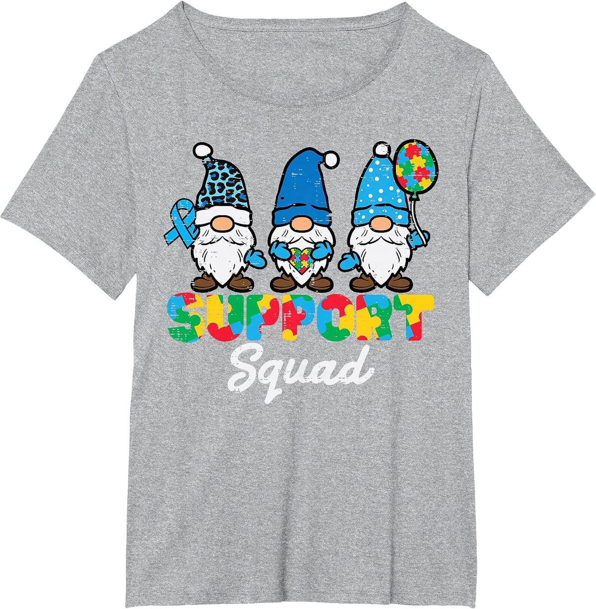 Autism Support Squad Gnomes Awareness Matching Men Women Kid T-Shirt - Heather Grey