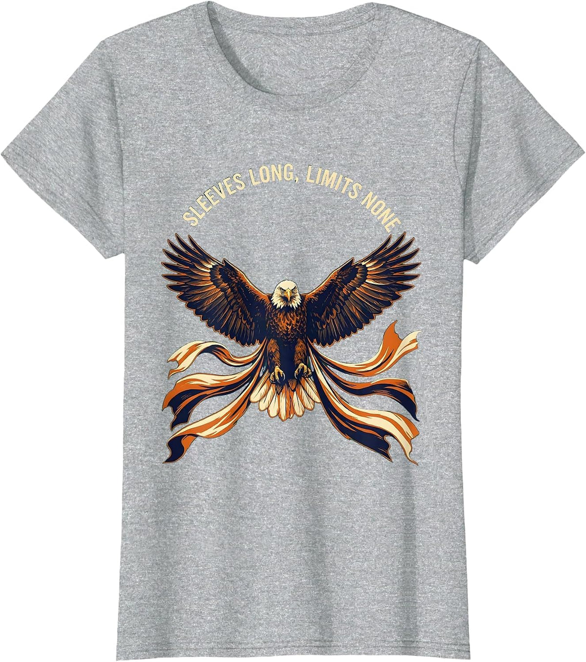Women's Sleeves Long Limits None Freedom Graphic Design T-Shirt - Heather Grey