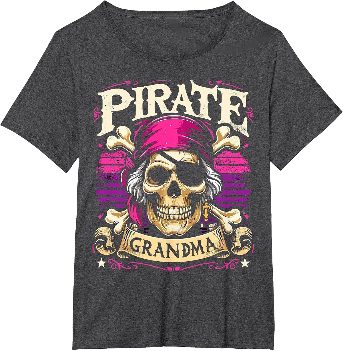 Pirate Grandma Captain Funny Pirate T-Shirt - Dark Heather Grey