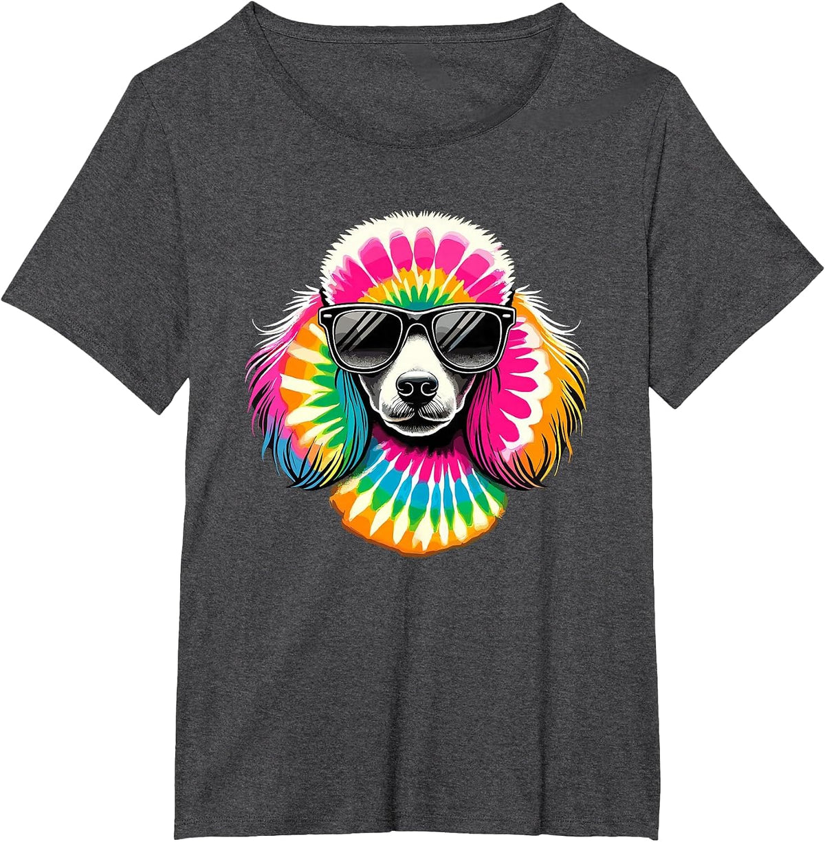 Tie Dye Art Sunglasses Poodle Dog Toy Poodles T-Shirt - Dark Heather Grey