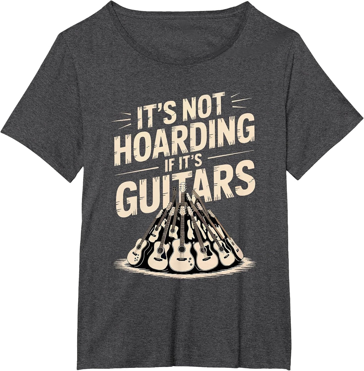 Bass Guitar Acoustic Guitar Player It's Not Hoarding Guitars T-Shirt - Dark Heather Grey