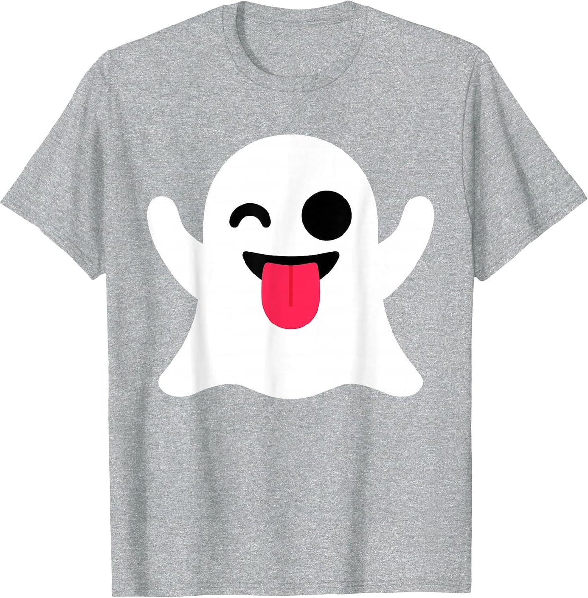 Funny Emoticon Cute Ghost Boo Face Halloween Costume T-Shirt - Heather Grey