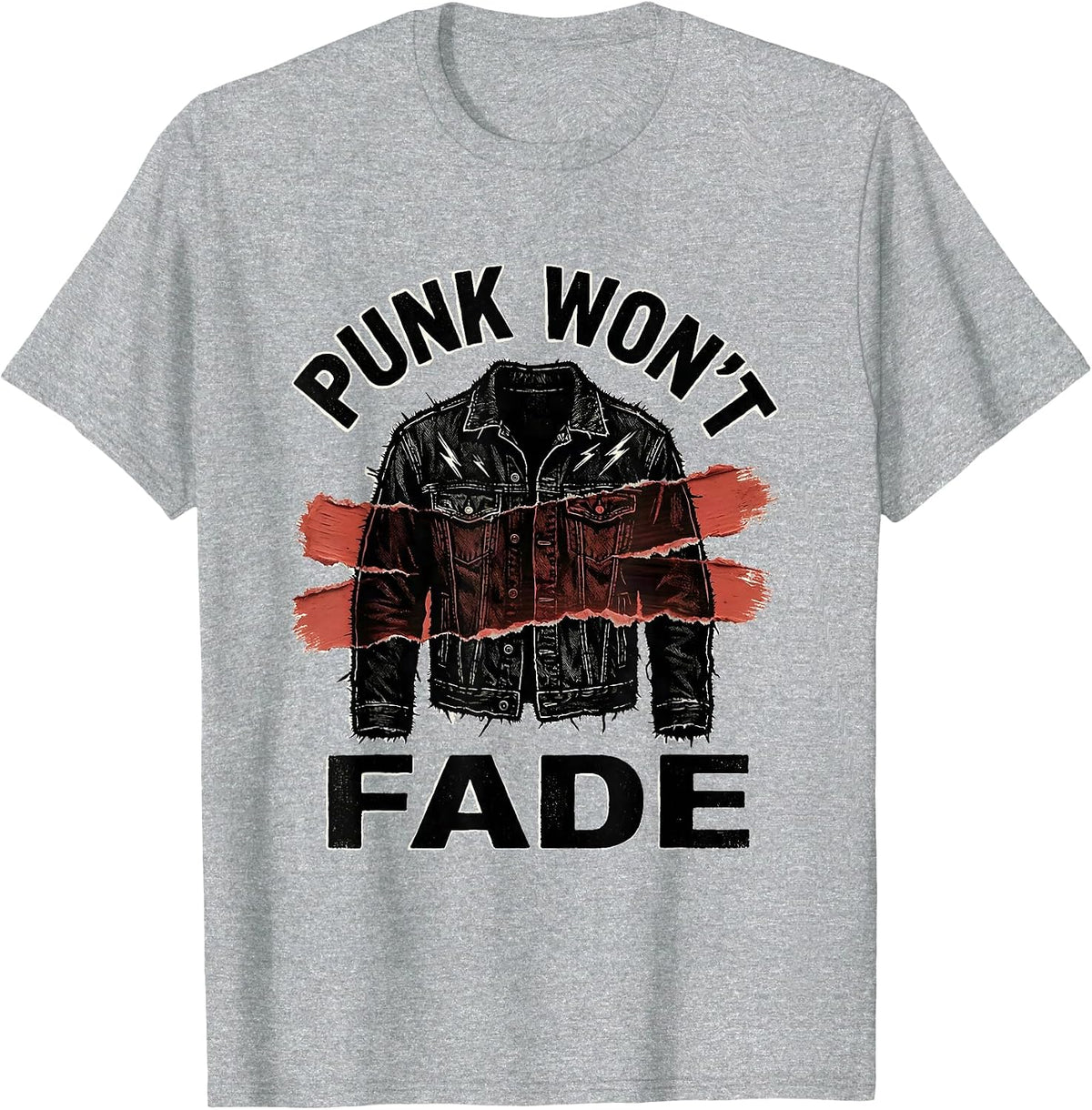 Men's Punk Won't Fade Bold Punk Rock Fan Retro Music T-Shirt - Heather Grey