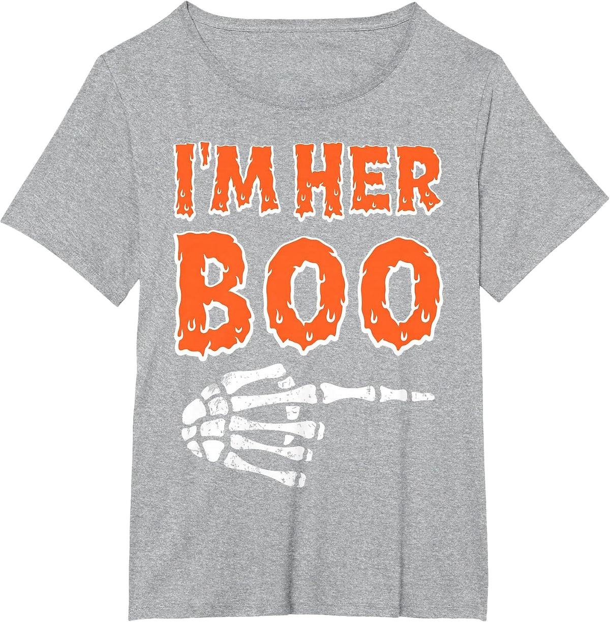 I’m Her Boo I’m His Ghoul Halloween Couples Matching Costume T-Shirt - Heather Grey