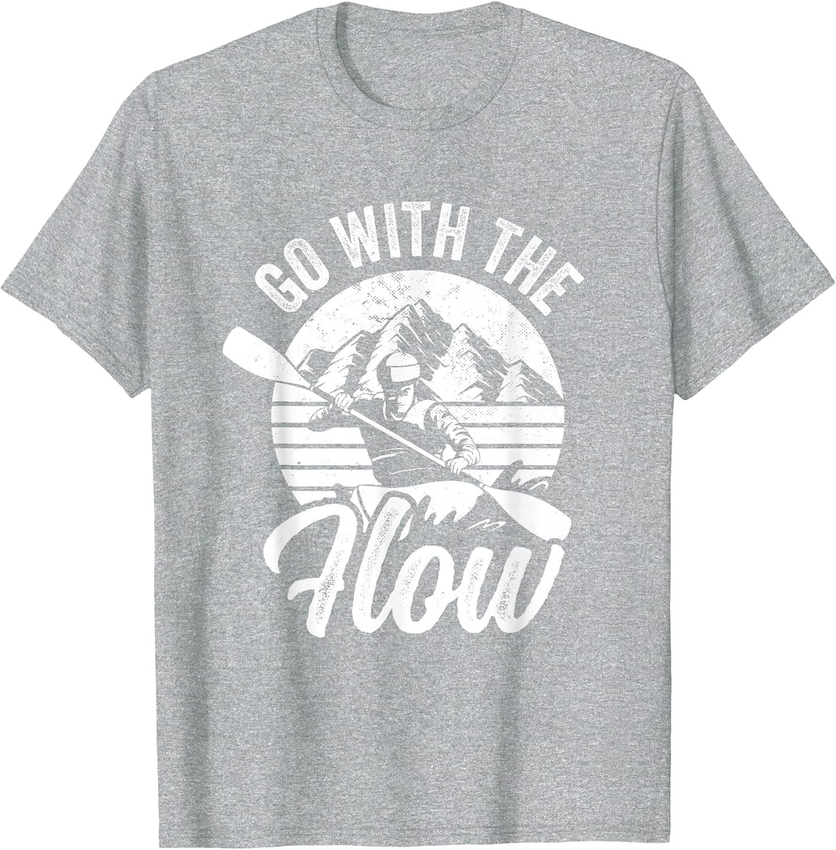 Go with The Flows Kayaking Paddling Kayak Funny Kayaker T-Shirt - Heather Grey