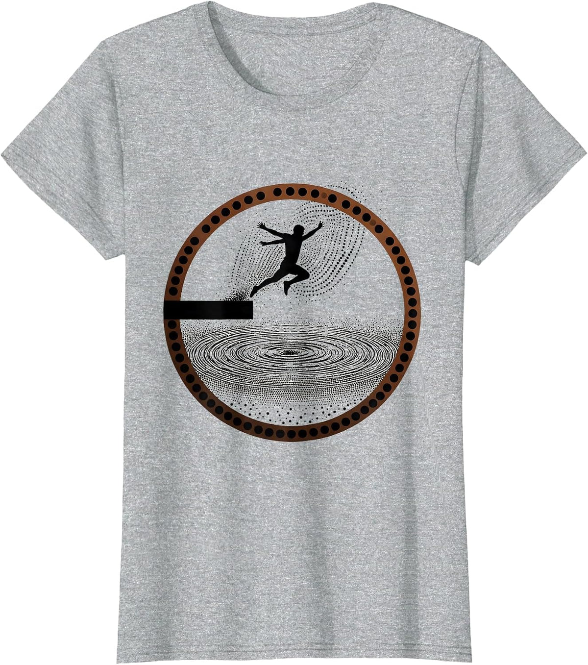 Pointillist Kid Diving Board Jump Art T-Shirt - Heather Grey