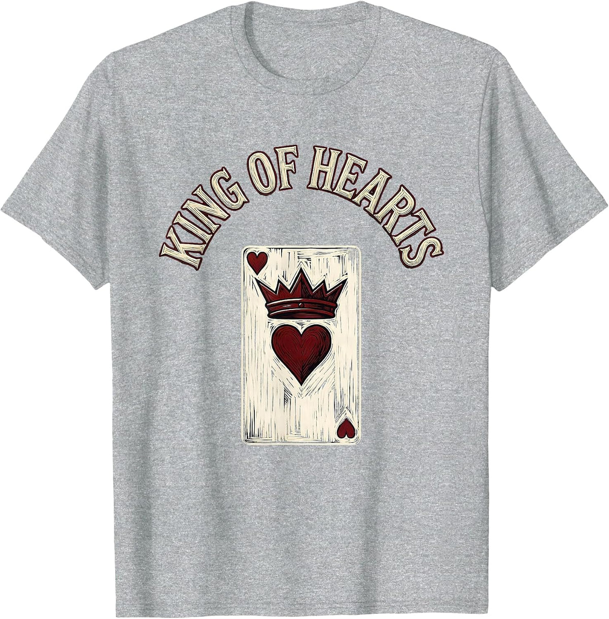 Men's King of Hearts Funny Poker Couple Halloween Matching Costume T-Shirt - Heather Grey