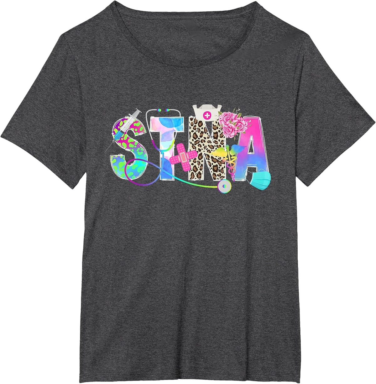 STNA State Tested Nursing Assistant Cute STNA Nurse T-Shirt - Dark Heather Grey
