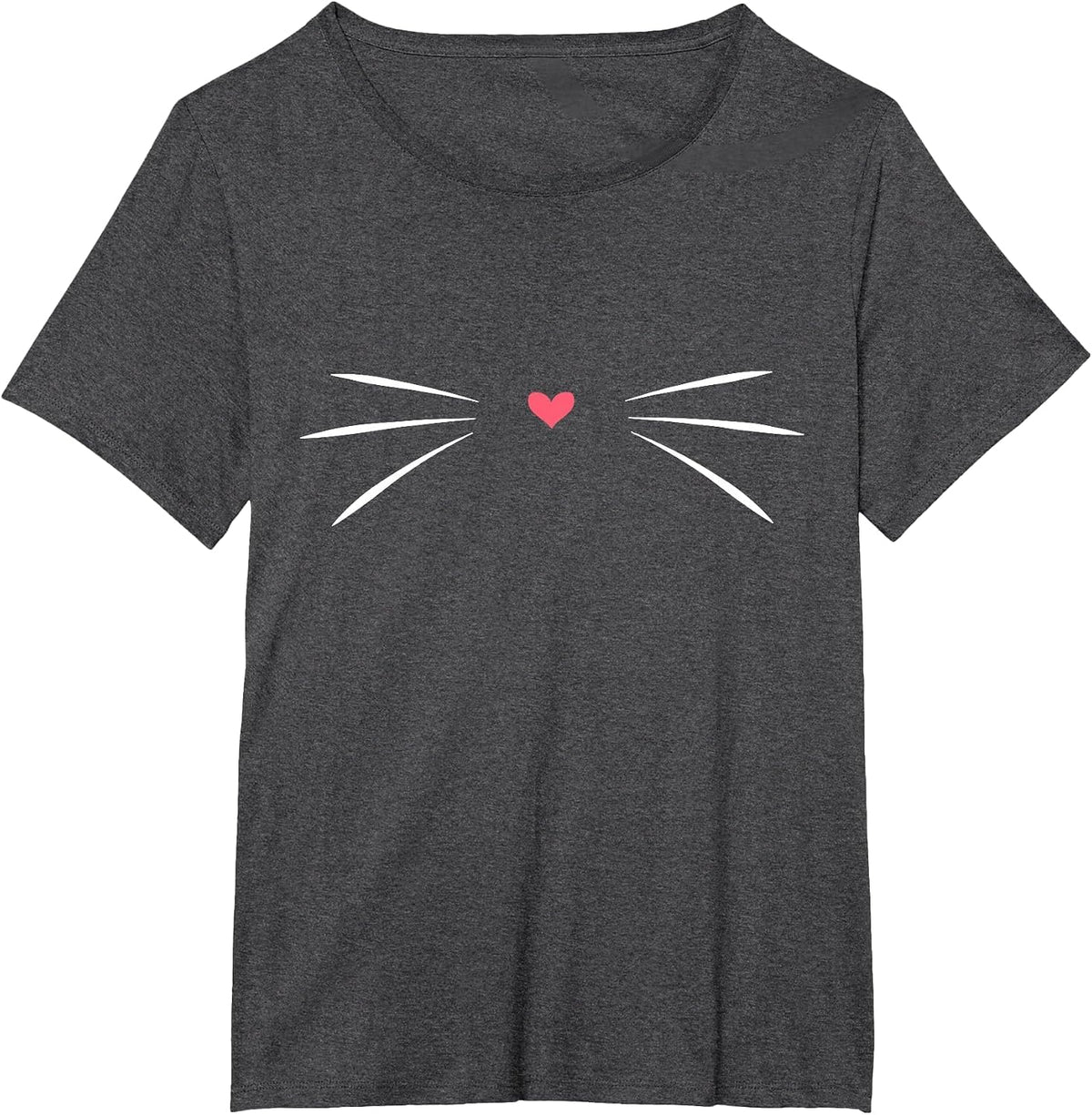 Funny Design with cat Motif - Whiskers with Heart T-Shirt - Dark Heather Grey