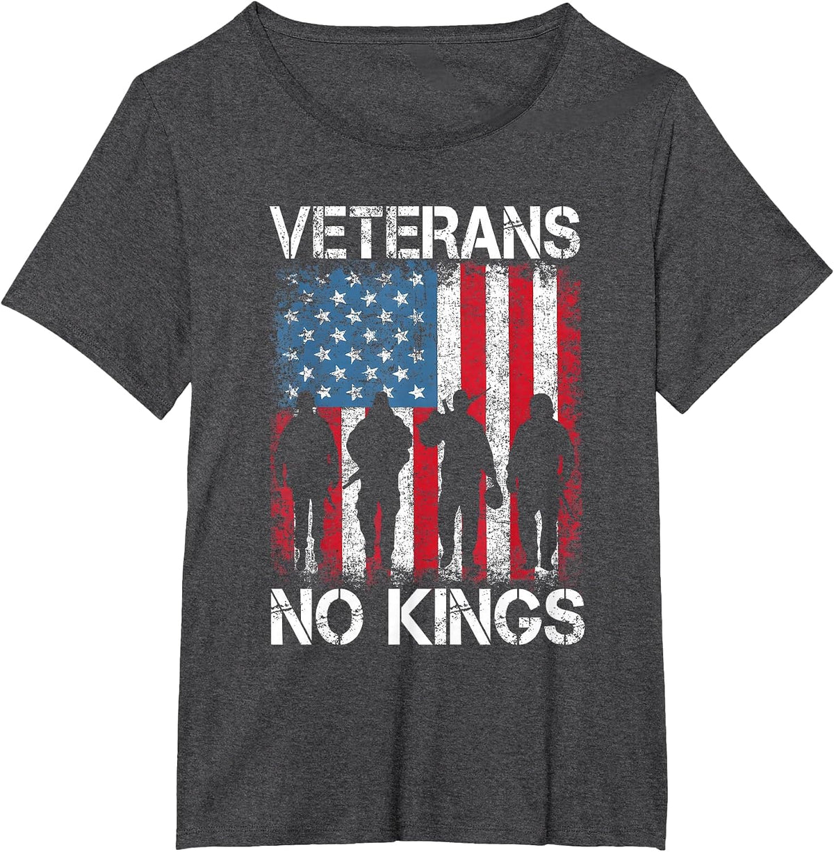 Vintage Military America Flag Veterans Day T-Shirt - Dark Heather Grey