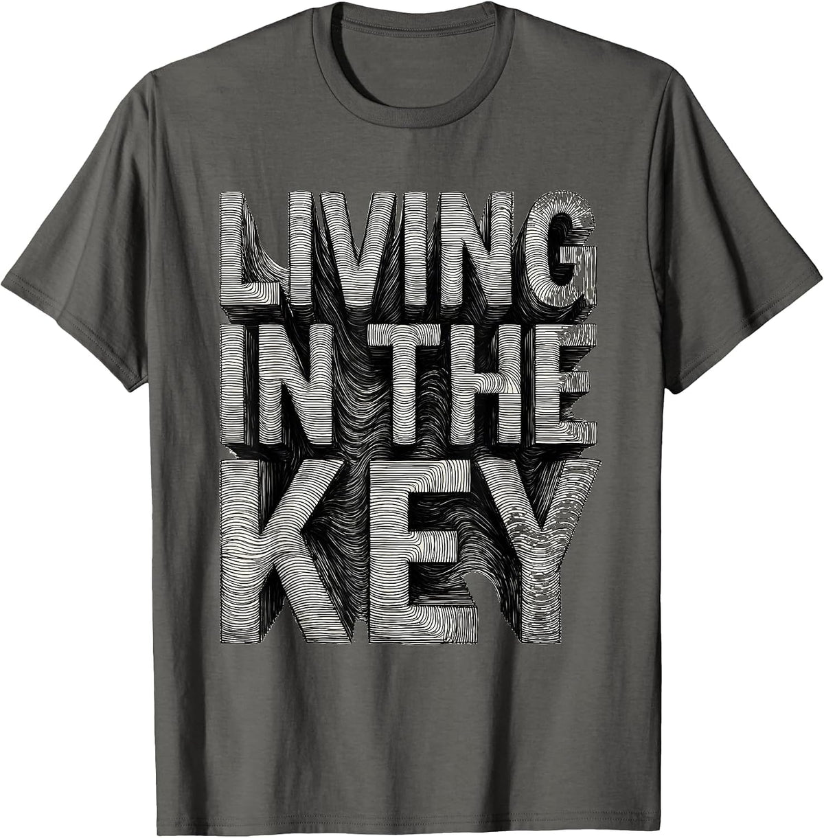 Living in the Key Music Teacher Graphic Design T-Shirt - Asphalt Grey