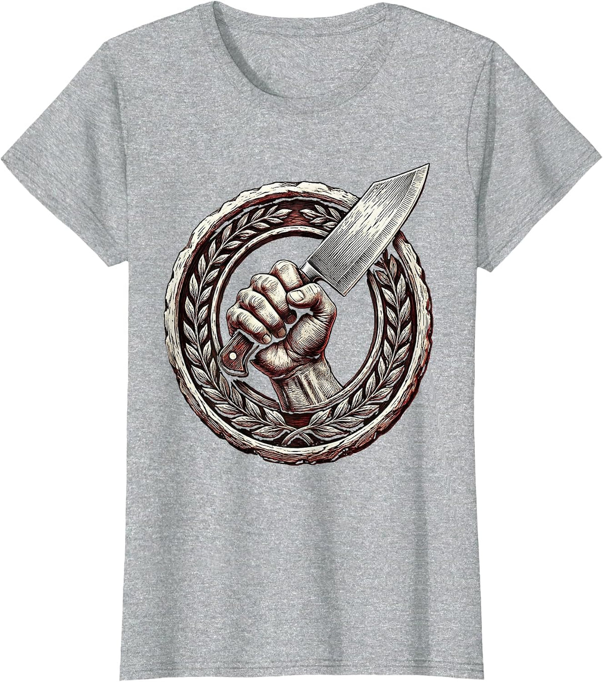 Chef Knife Grip Graphic Tee for Culinary Passion T-Shirt - Heather Grey