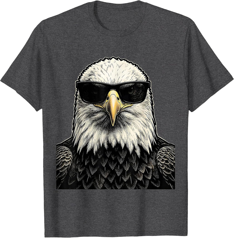 Men's Bald Eagle Oversized Sunglasses Funny Eagle Lover T-Shirt - Dark Heather Grey
