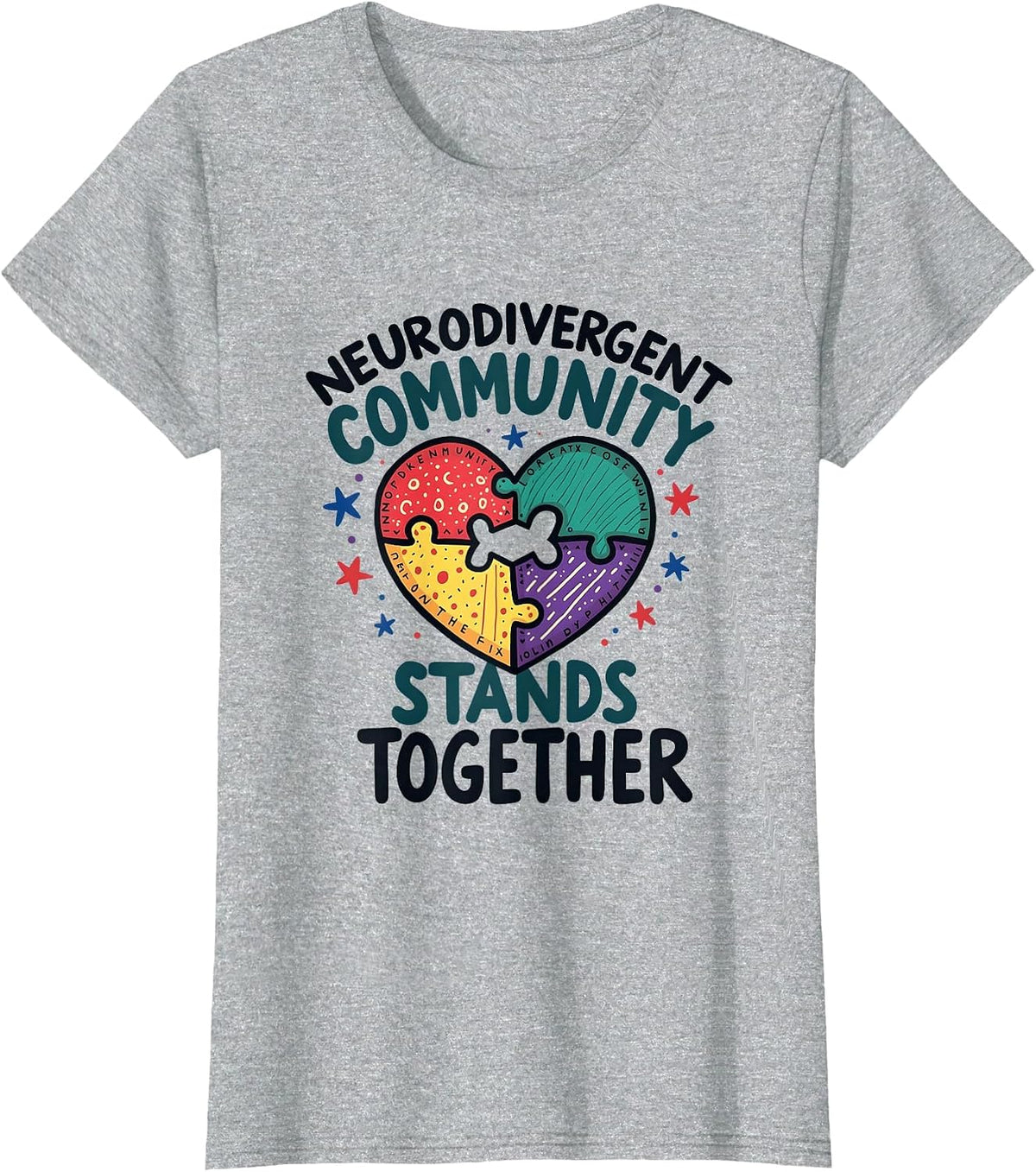 Neurodivergent Community Unity Design T-Shirt - Heather Grey