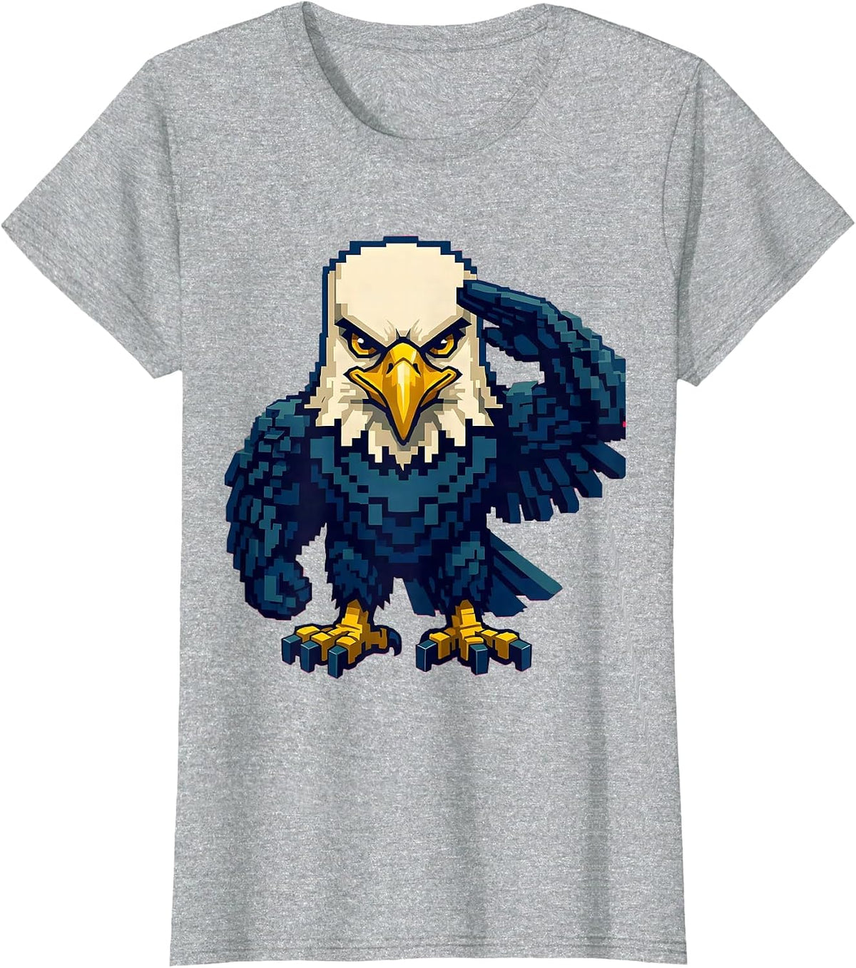 Bald Eagle Pixel Art Mascot Fan Pride Family T-Shirt - Heather Grey