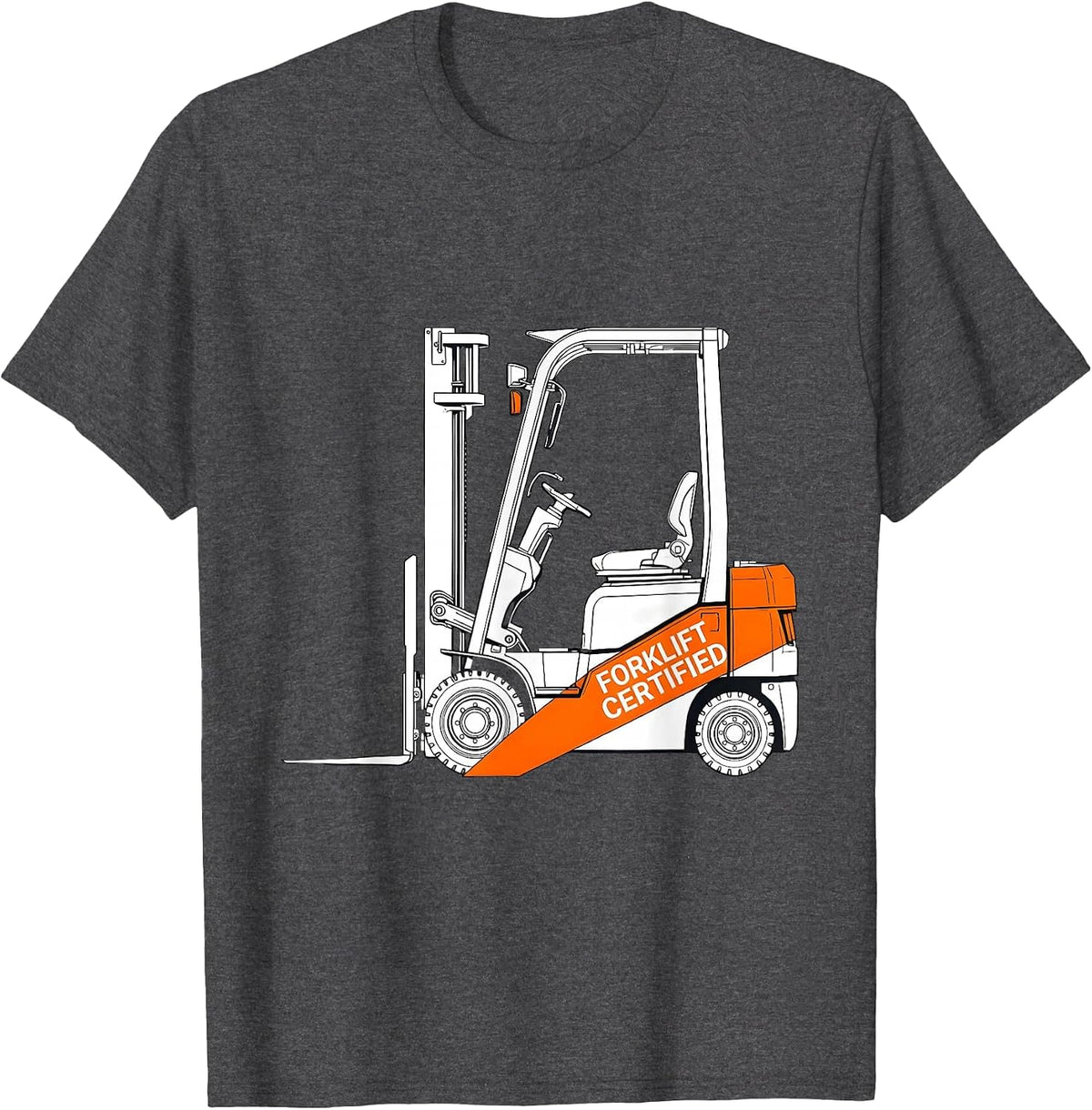 Forklift Certified Brutalist Graphic Construction Worker Gag T-Shirt - Dark Heather Grey