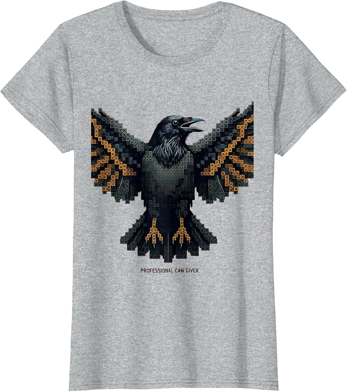 Women's Professional Caw Giver Funny Crow Design T-Shirt - Heather Grey