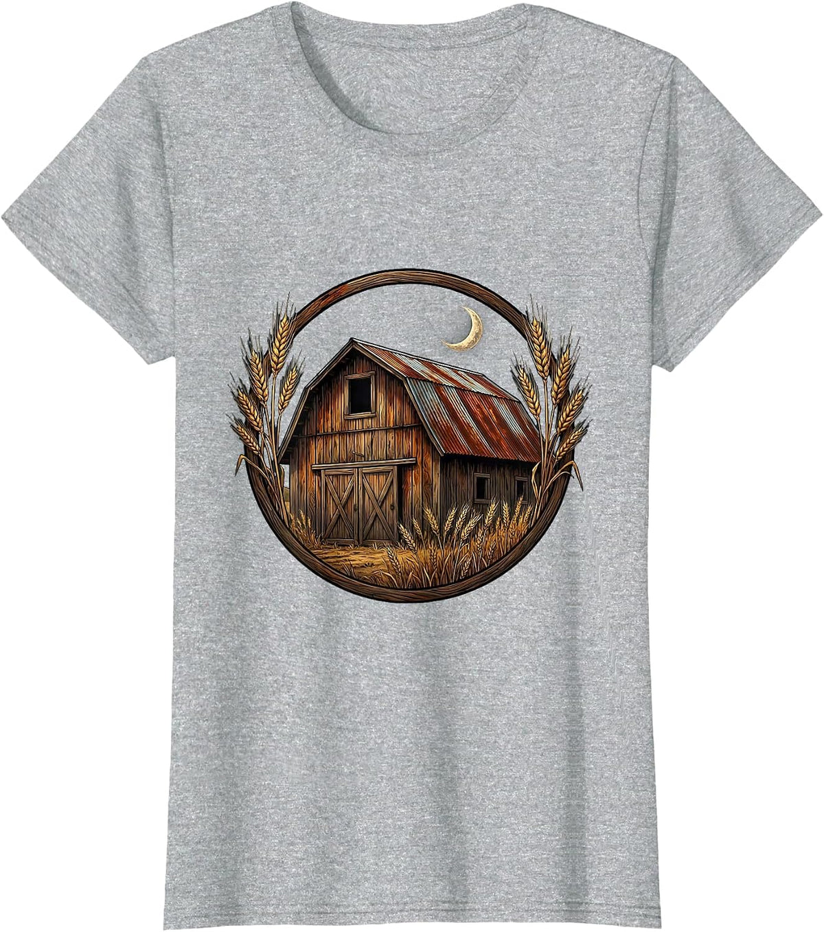 Weathered Barn Rustic Country Music Graphic T-Shirt - Heather Grey