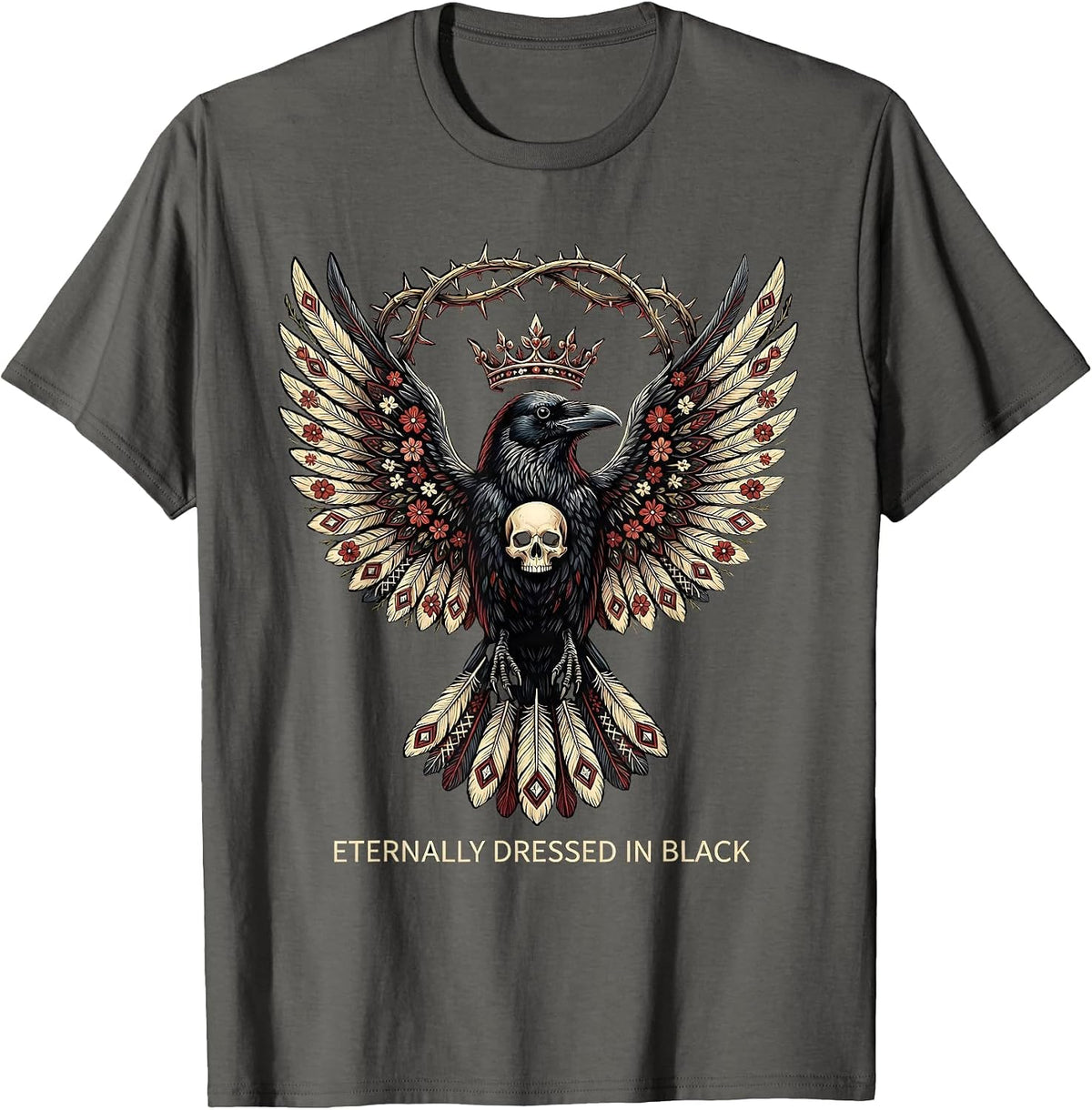 Men's Eternally Dressed In Black Gothic Design T-Shirt - Asphalt Grey