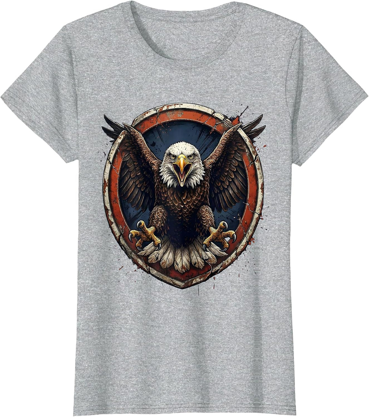 Bald Eagle Talons Extended Patriotic Faith Design T-Shirt - Heather Grey