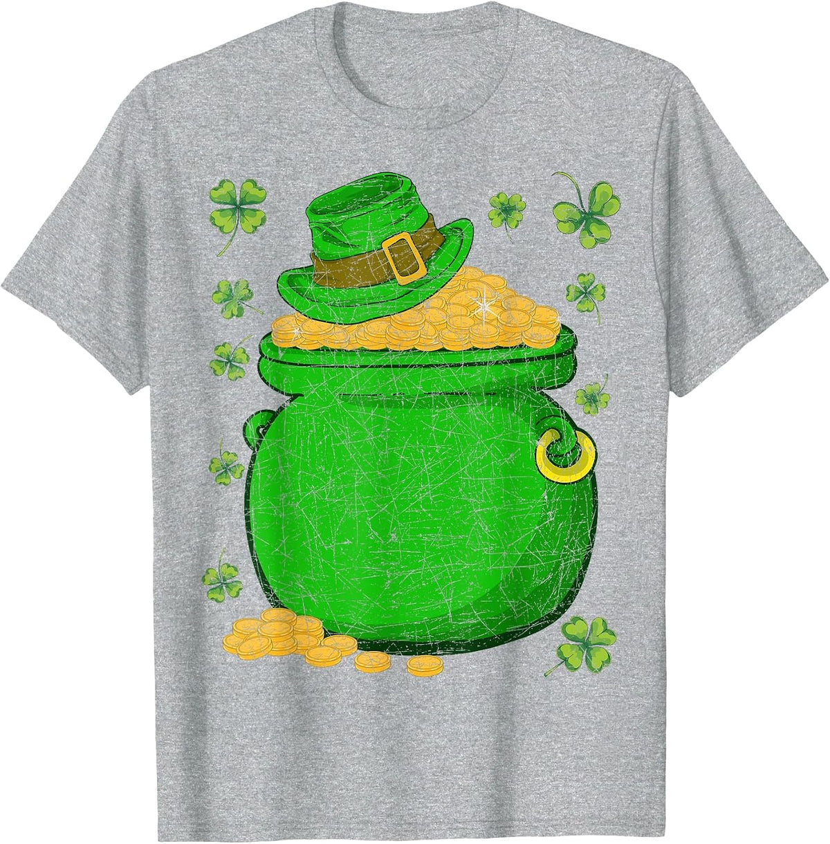 Ireland Leprechaun Hat Pot of Gold Irish St Patricks Day T-Shirt - Heather Grey