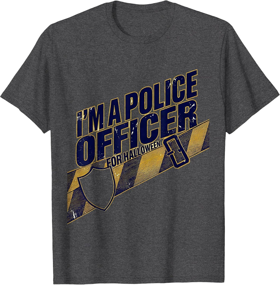 I'm A Police Officer For Halloween Costume Novelty Police T-Shirt, Men, Dark Heather Grey, Small - As Pictured