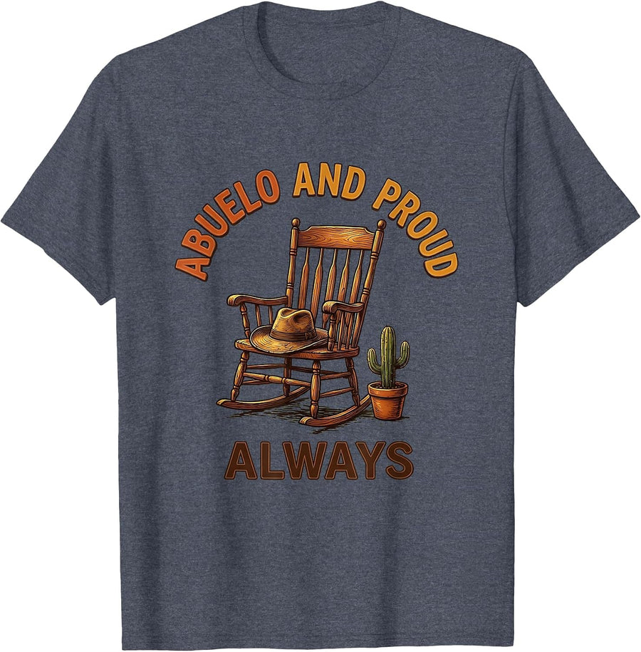 Abuelo And Proud Always Grandfather Design T-Shirt - Heather Blue