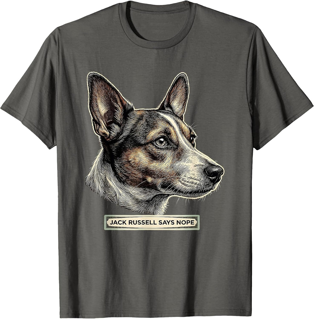 Men's Jack Russell Says Nope Funny Jack Russell Terrier Dog Lover T-Shirt - Asphalt Grey