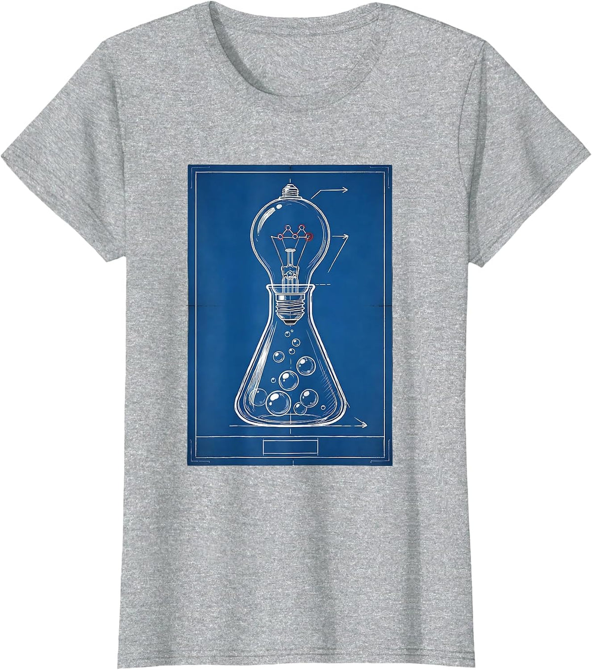 Science Teacher Chemical Flask Lightbulb Illustration T-Shirt - Heather Grey