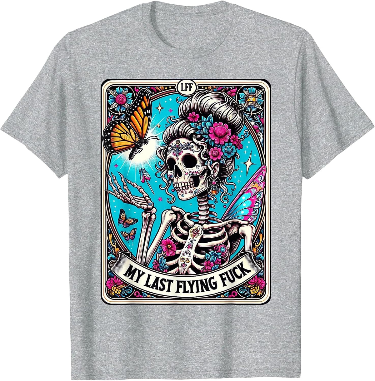 My Last Flying Fuck Tarot Card Funny T-Shirt - Heather Grey