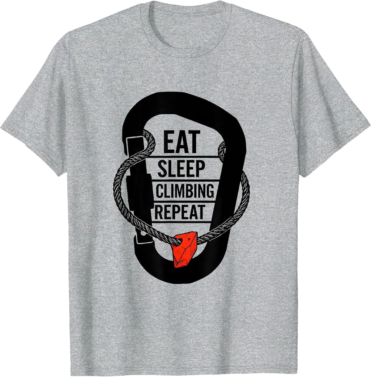 Men's EAT SLEEP CLIMBING REPEAT Minimalist Sport Fan Gift T-Shirt - Heather Grey
