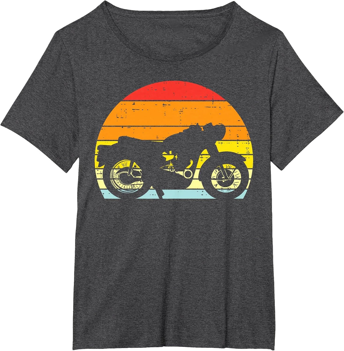 Biker Motorcycle Sunset Retro Motorbike Men Boys Kids Women T-Shirt - Dark Heather Grey