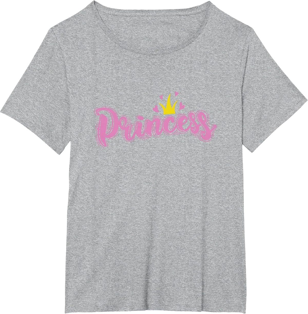 Princess with Crown and Heart Girl T-Shirt - Heather Grey