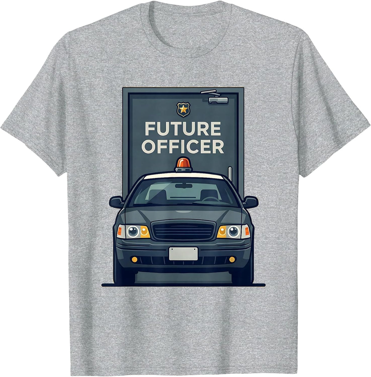 Men's Future Officer Flat Vector Police Costume Halloween Party T-Shirt - Heather Grey