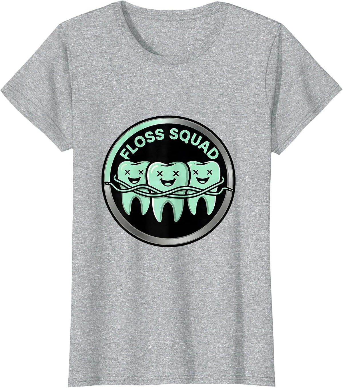 Chart Row Floss Line Dental Hygienist Squad Humor T-Shirt - Heather Grey