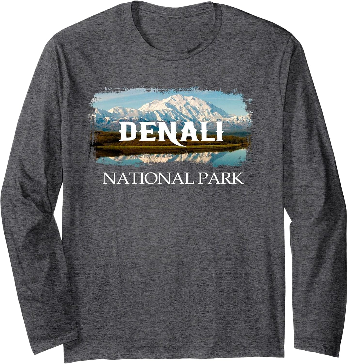 Retro Vintage Denali Alaska National Park Design Long Sleeve T-Shirt - Adult Unisex Dark Heather Grey