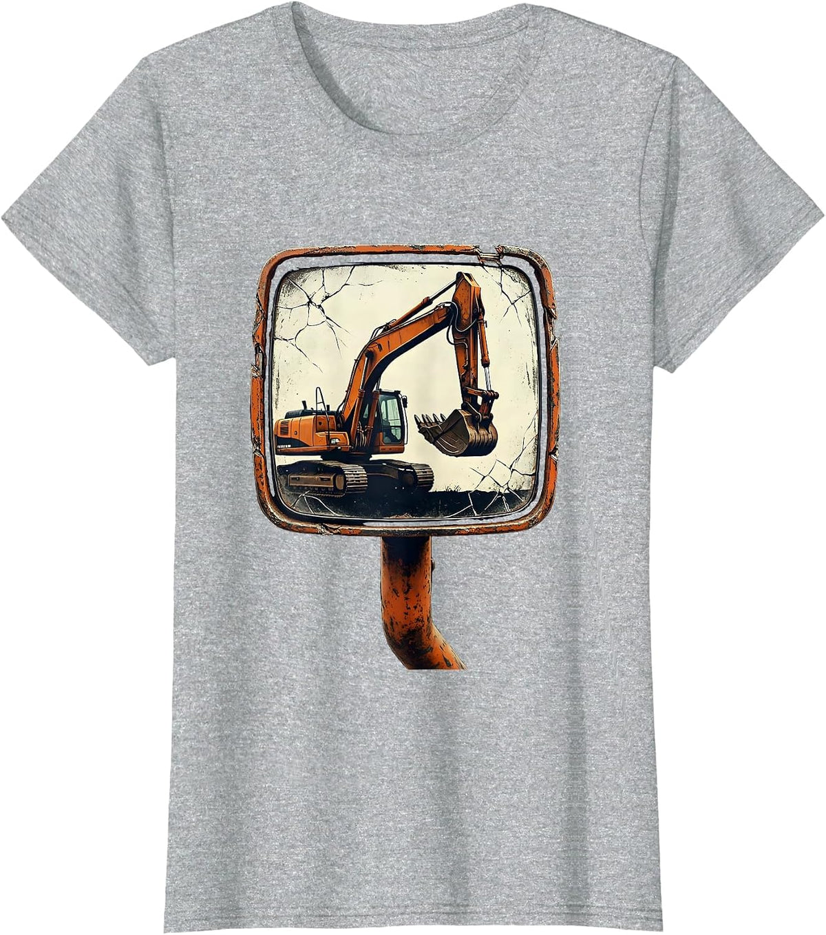 Distressed Mirror Frame Excavator Operator Gift T-Shirt - Heather Grey