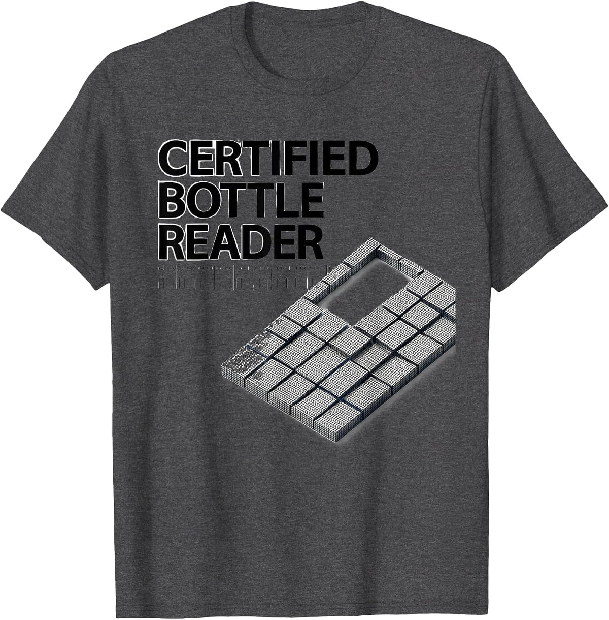 Men's Certified Bottle Reader Funny Pharmacy Tech Technician Humor T-Shirt - Dark Heather Grey