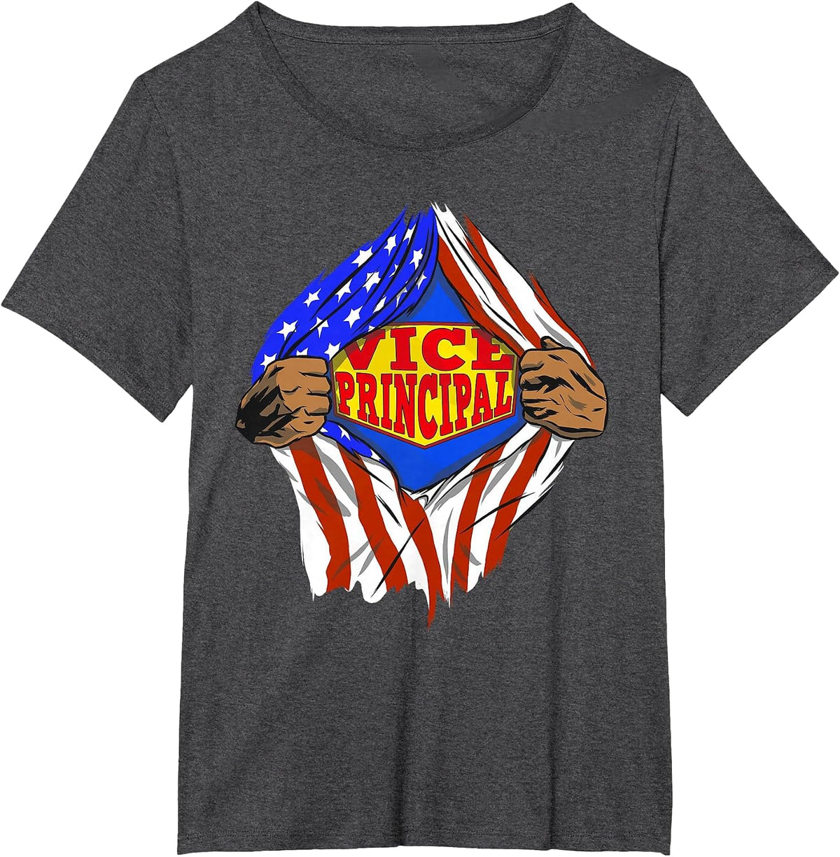 Funny Super Vice Principal Hero Job T-Shirt - Dark Heather Grey