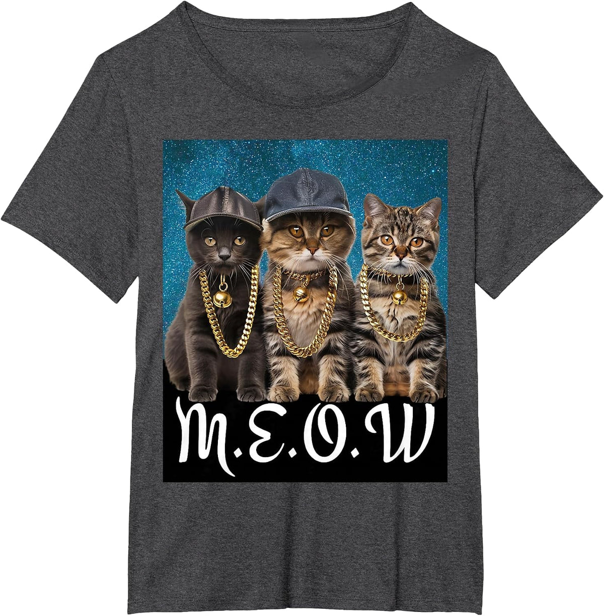 90s Gangster Rap Cat Hip Hop Retro T-Shirt - Dark Heather Grey