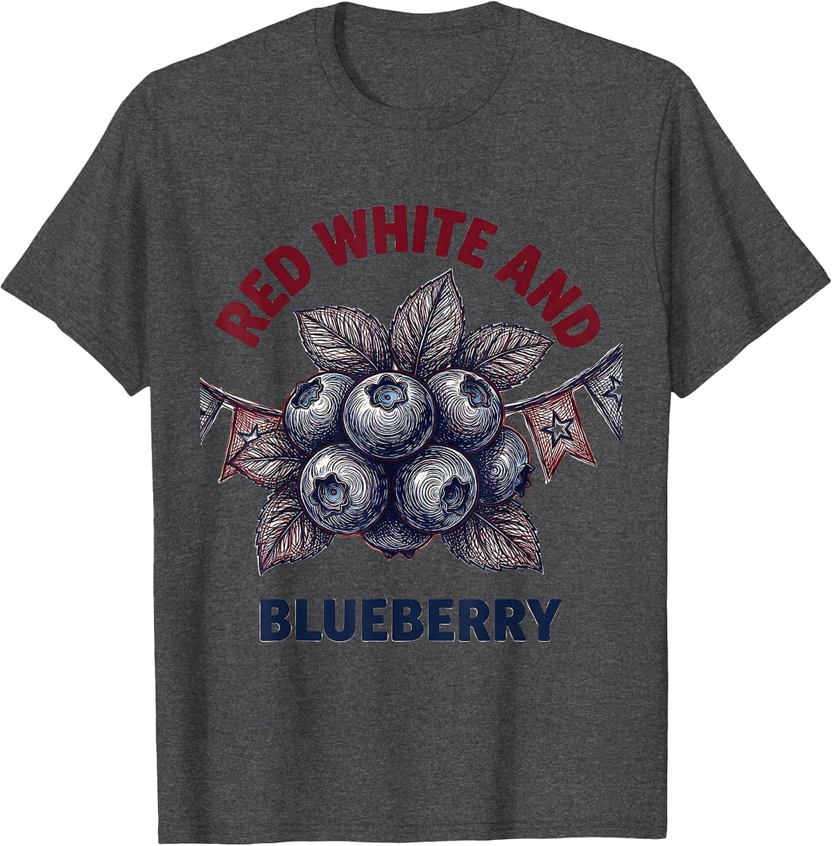 Men's Red White and Blueberry Patriotic Design T-Shirt - Dark Heather Grey