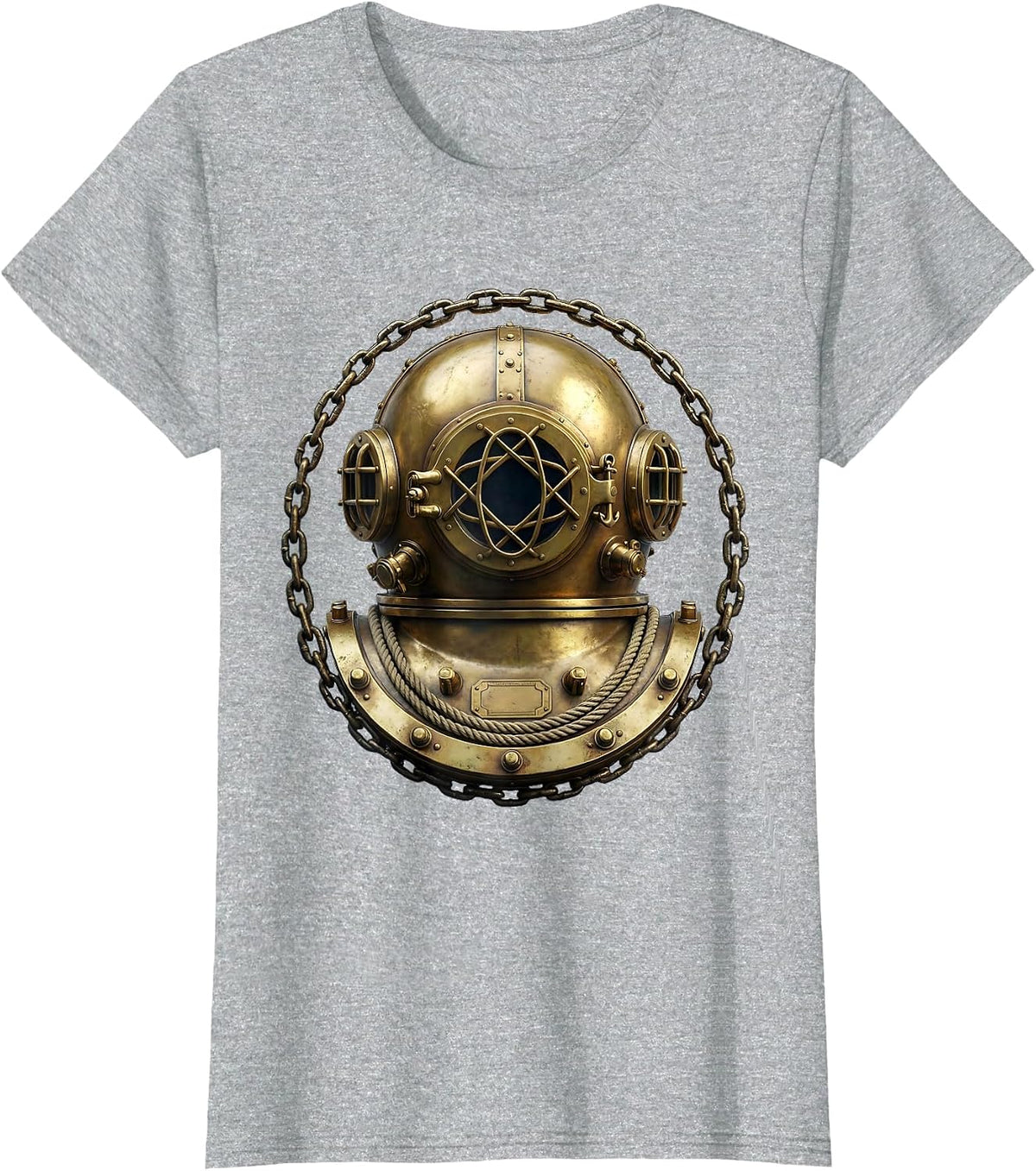 Vintage Deep Sea Diver Helmet Graphic T-Shirt - Heather Grey