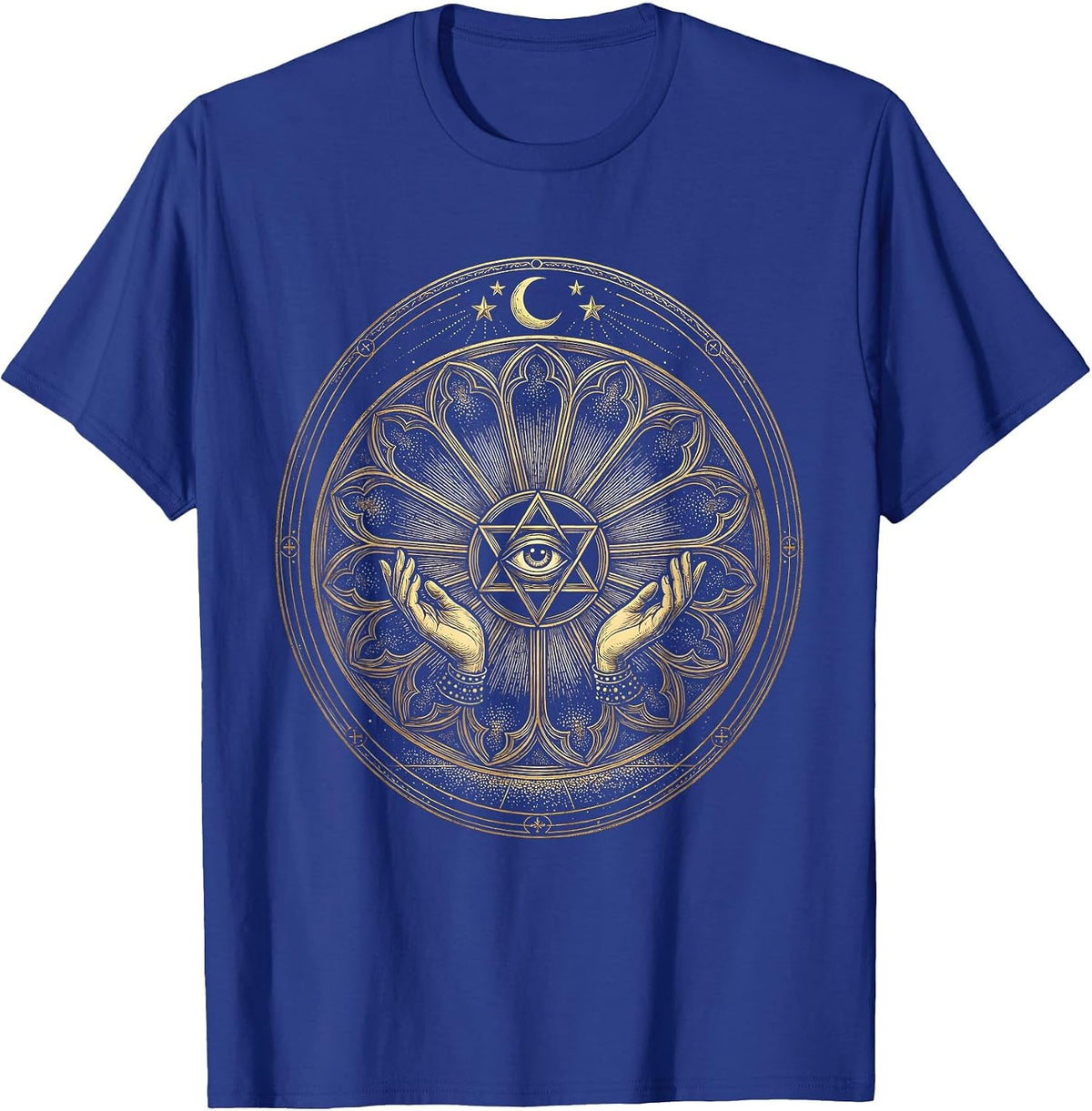 Men's Stained Glass Window Colorful Shadow Faith Design T-Shirt - Royal Blue