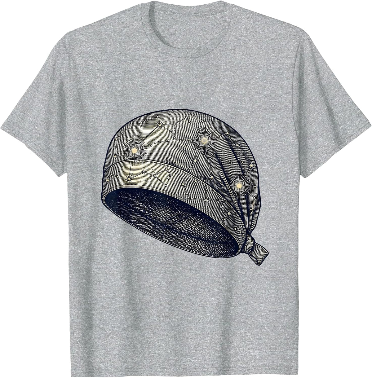 Men's Celestial Scrub Cap Nursing Constellation Art T-Shirt - Heather Grey