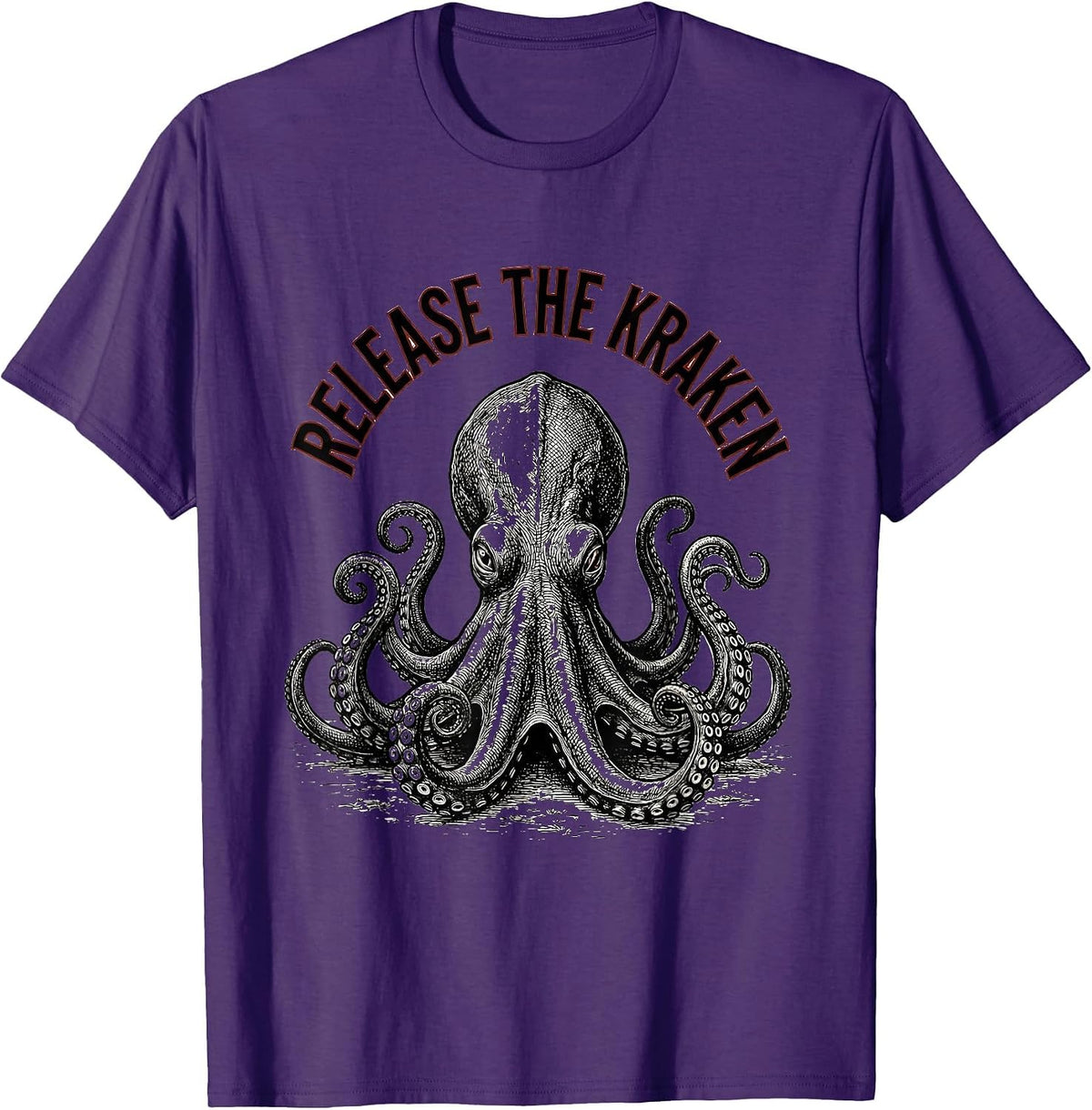 Release The Kraken Vintage Kraken Octopus Marine Biology T-Shirt - Purple