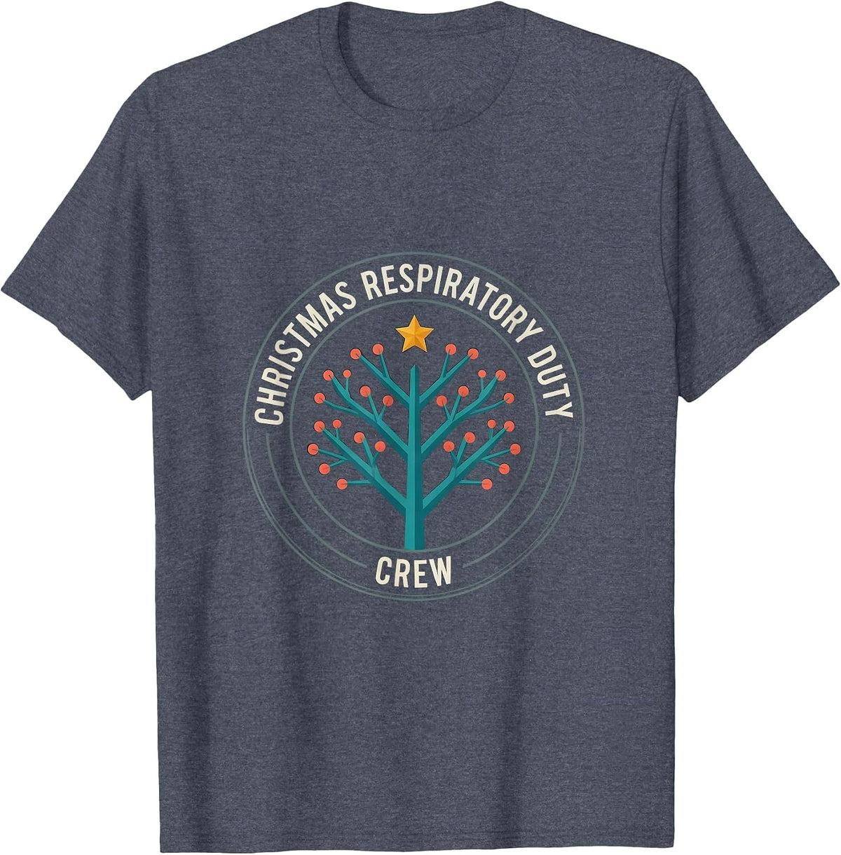 Christmas Respiratory Duty Crew Funny Respiratory Therapist T-Shirt - Heather Blue