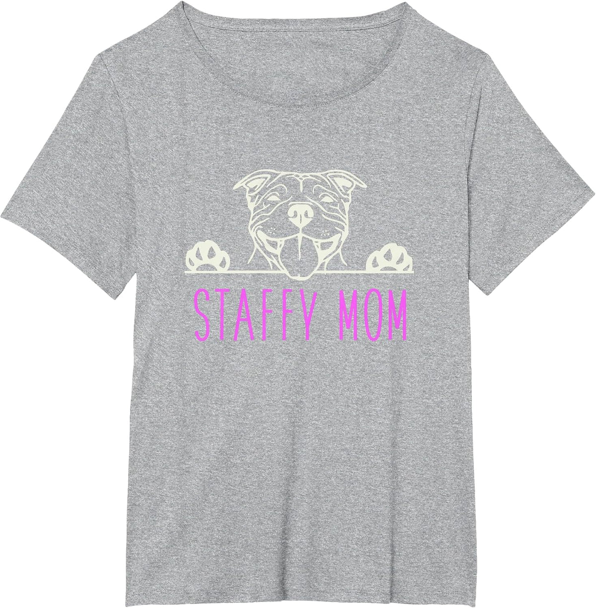 Staffy Mom with Staffordshire Bull Terrier Dog T-Shirt - Heather Grey