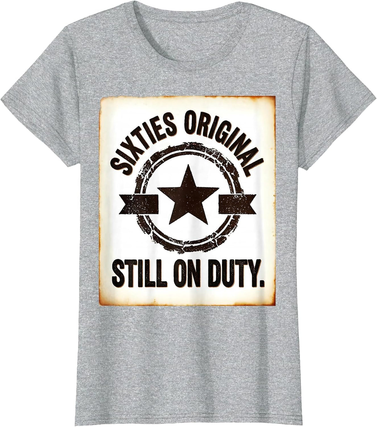 Sixties Original Still On Duty Rubber Stamp 60th Birthday T-Shirt - Heather Grey