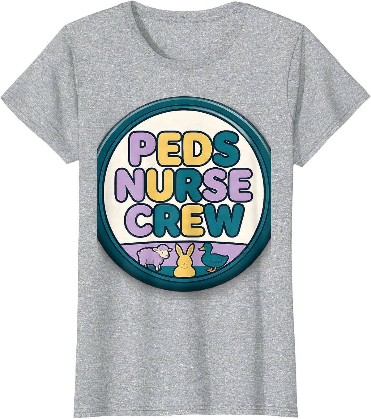 Peds Nurse Crew Cute Animal Pediatric Nurse Practitioner T-Shirt - Heather Grey