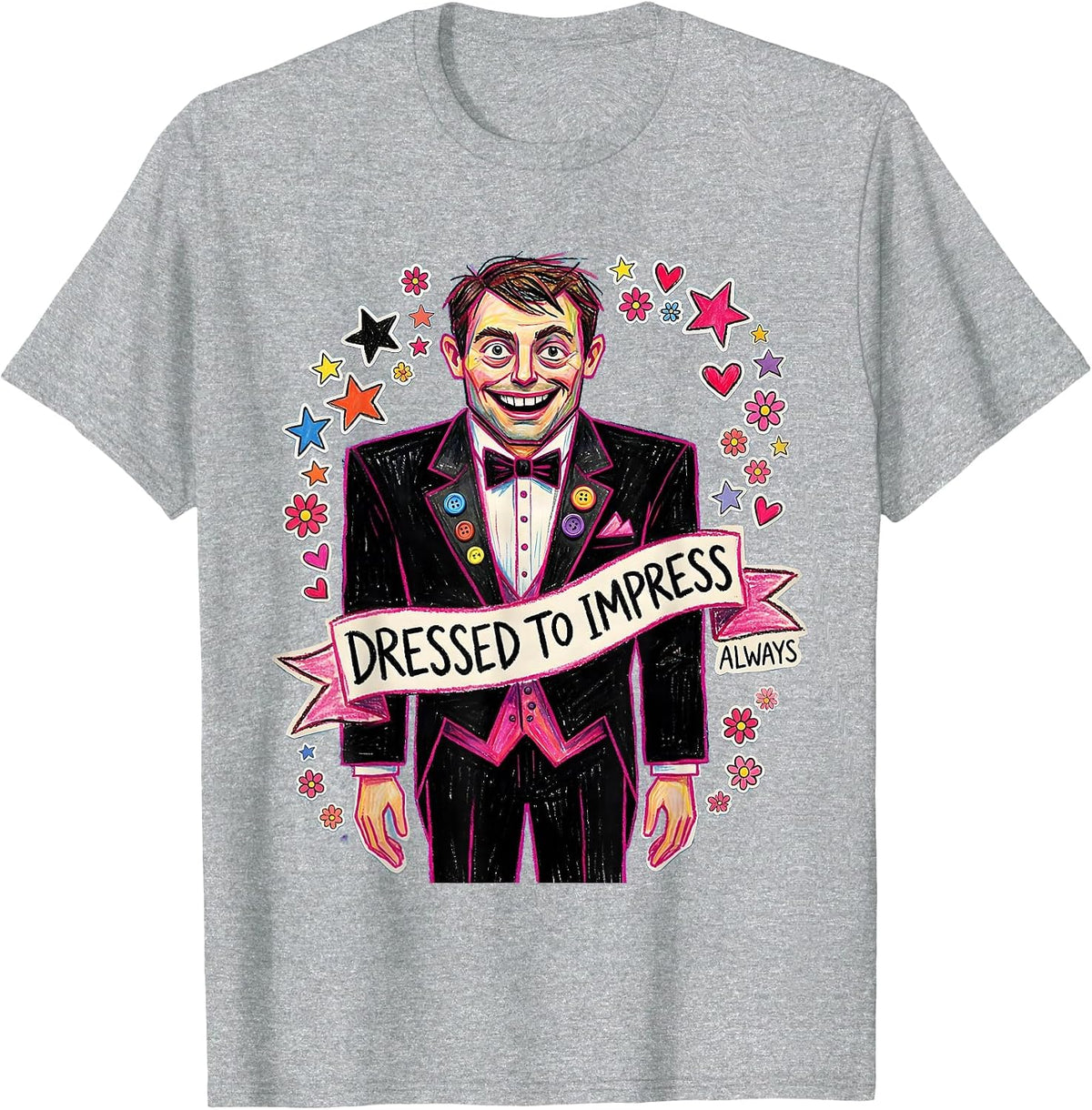 Men's Dressed to Impress Always Tuxedo Graphic Design T-Shirt - Heather Grey